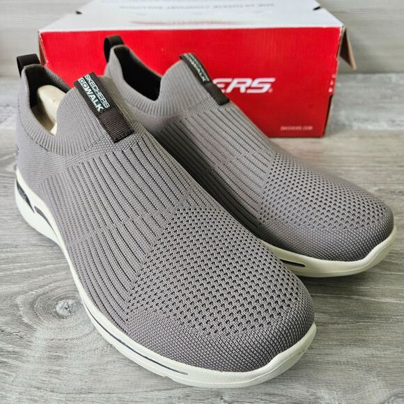 Skechers Mens Go Walk Arch Fit Iconic Slip On Shoes Taupe Brown Size 11 Stretch main image 16